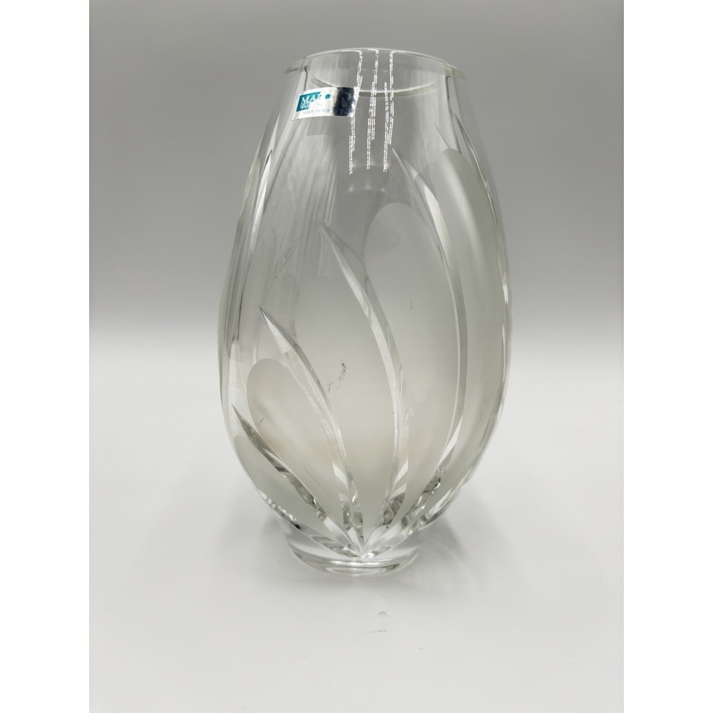 Marquis by Waterford Crystal Vase Frosted Cut Floral 8" Heavy Made in Poland - Picture 9 of 9